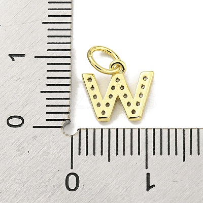 Letter Brass Micro Pave Clear Cubic Zirconia Pendants KK-K354-06G-W-1