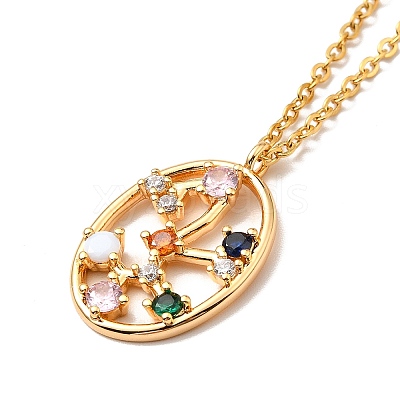 Colorful Cubic Zirconia Constellation Pendant Necklace NJEW-H166-01L-1