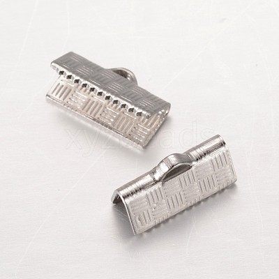 Tarnish Resistant Rectangle 304 Stainless Steel Ribbon Crimp Ends STAS-L183-07-1