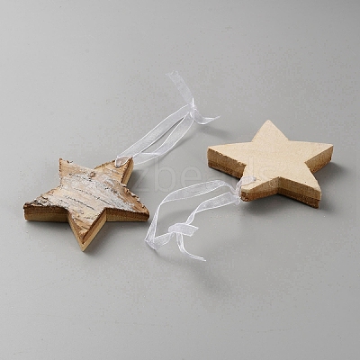 Star Wood Hanging Ornaments AJEW-WH20014-02-1
