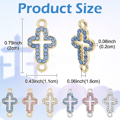30Pcs 3 Colors Alloy Rhinestone Connector Charms FIND-YW0011-18A-1