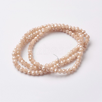 Electroplate Glass Beads Strands X-EGLA-F124-PL-A01-1
