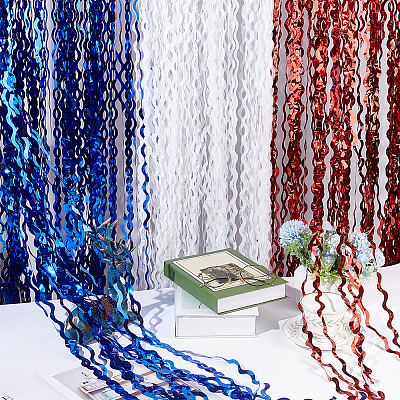 3Pcs 3 Colors Plastic Foil Fringe Curtains AJEW-NB0005-16-1
