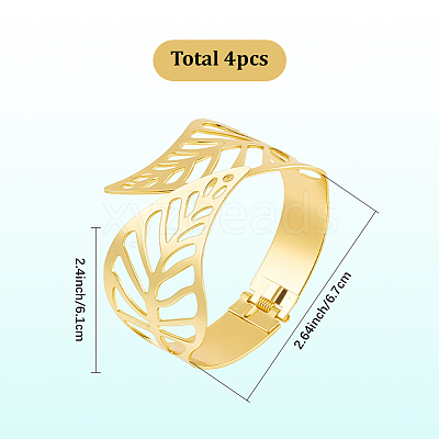 4Pcs Leaf Iron Cuff Bangles BJEW-SP0001-15G-1