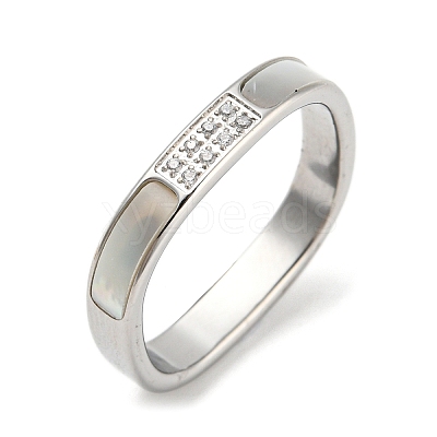 304 Stainless Steel Rectangle Finger Ring RJEW-C059-01P-1