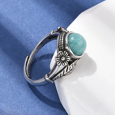Natural Amazonite Finger Rings RJEW-A084-05AS-08-1