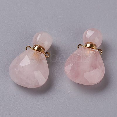 Teardrop Natural Rose Quartz Perfume Bottle Pendants G-H241-02B-G-1
