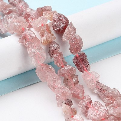 Raw Rough Synthetic Strawberry Quartz Beads Strands G-B065-C08-1