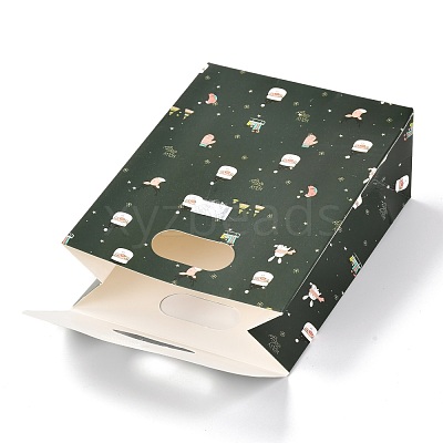 Christmas Themed Pattern Rectangle Kraft Paper Flip Bags CARB-L008-02S-02-1