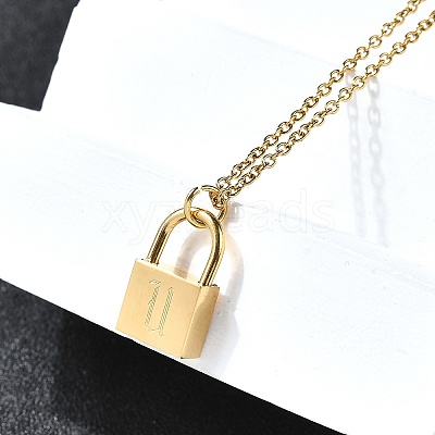 304 Stainless Steel Rolo Chain Pendant Necklaces NJEW-S444-01G-21-1
