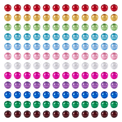 360Pcs 12 Colors Spray Painted Acrylic Beads MACR-TA0002-25-1