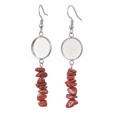 304 Stainless Steel Gemstone Chip Beads Earring Hooks EJEW-JE06898-1