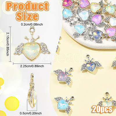 20Pcs 2 Colors UV Plating Alloy Mixed Color Glass Rhinestone Pendants FIND-YW0011-17-1