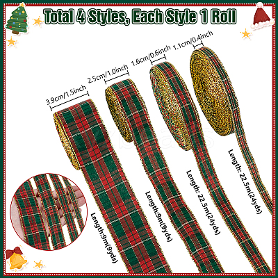 Red and Green Checkered Christmas Polycotton Ribbon OCOR-PH0005-70-1