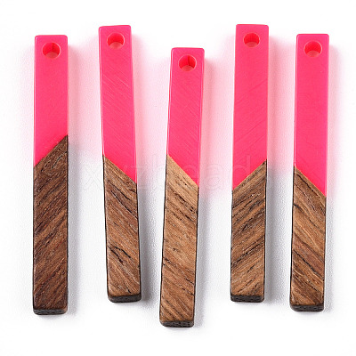 Transparent Resin & Walnut Wood Pendants RESI-TAC0021-44D-1