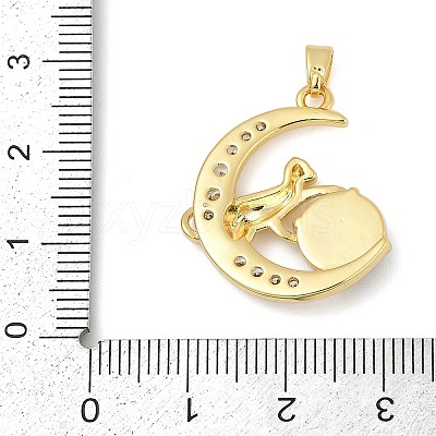 Brass Micro Pave Clear Cubic Zirconia with Glass Pendants KK-G524-01G-02-1
