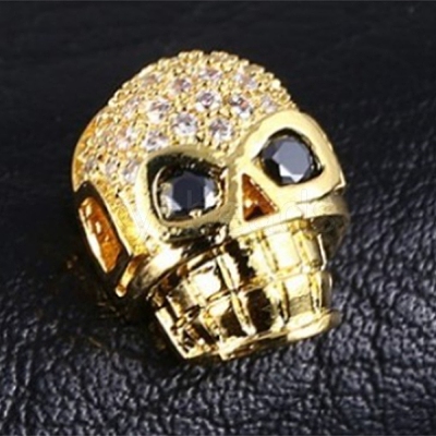 Brass Micro Pave Black Cubic Zirconia Beads ZIRC-WH0004-02G-1