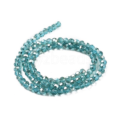 Half Rainbow Plated Glass Faceted(32 Facets) Round Spacer Beads Strands GLAA-A027-3mm-HR04-1