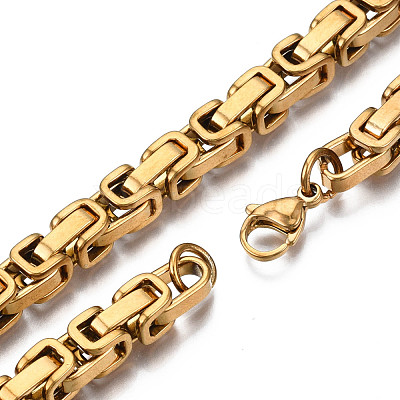 Ion Plating(IP) 201 Stainless Steel Byzantine Chain Bracelets BJEW-S057-89A-01-1
