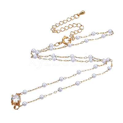 ABS Plastic Pearl Round Beaded Chains CHS-N003-16-1