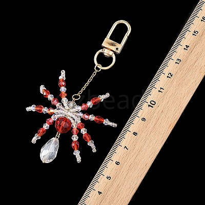 Halloween Spider Glass & 304 Stainless Steel Pendant Decorations HJEW-JM05040-1