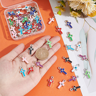 64Pcs 16 Colors CCB Plastic Enamel Pendants CCB-PH0001-23-1
