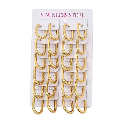 PVD Vacuum Plating 202 Stainless Steel Huggie Oval Hoop Earrings EJEW-H003-07G-07-1