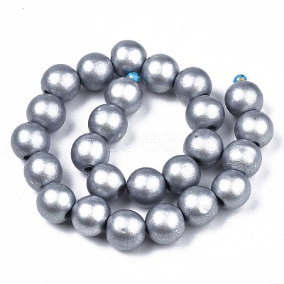 Spray Painted Natural Wood Beads Strands WOOD-S053-59B-1