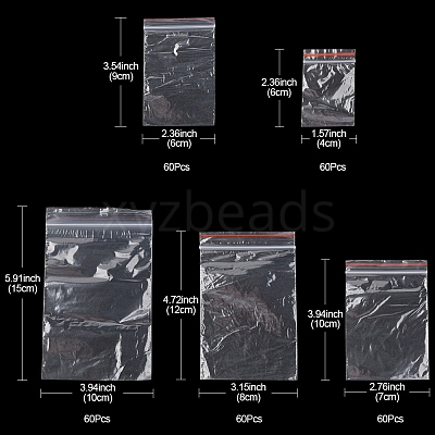 300Pcs 5 Styles Plastic Zip Top Bags OPP-FS0001-22-1