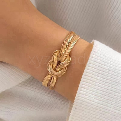 Iron Snake Chain Bracelets for Women BJEW-G744-01G-1-1