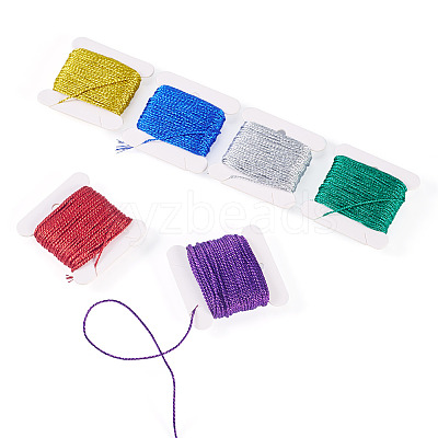 6Pcs 6 Colors 12-Ply Polyester Metallic Embroidery Threads DIY-TAC0020-74-1