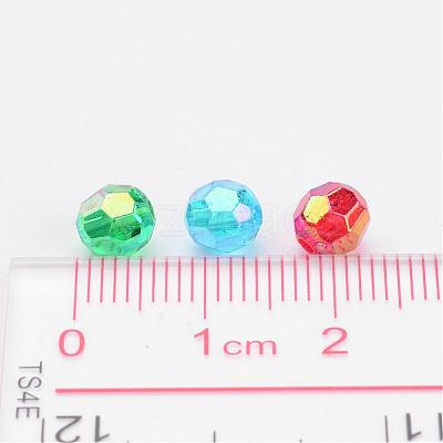 AB Color Transparent Acrylic Faceted Round Beads X-PL642-1