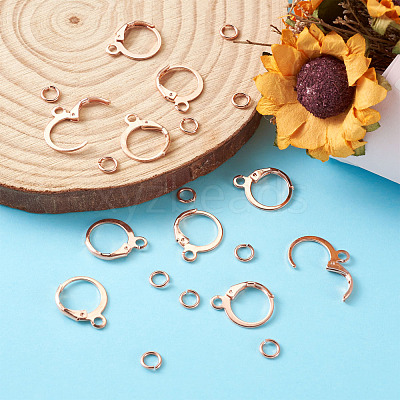 Brass Leverback Earring Findings KK-TA0007-89RG-1