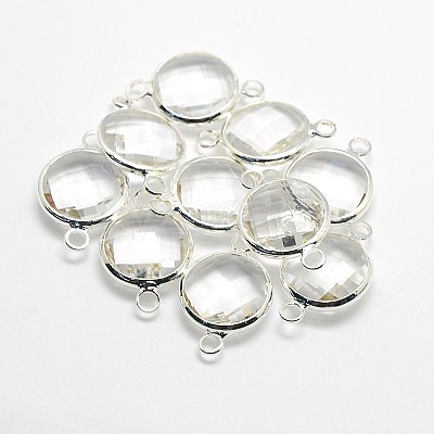 Silver Color Plated Brass Glass Links connectors GLAA-J011B-S-1