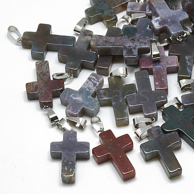 Natural Indian Agate Pendants G-T080-05-1