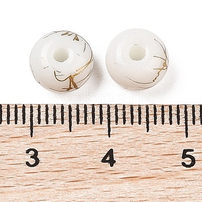 Opaque Spray Painted Glass Beads GLAA-G118-01J-1