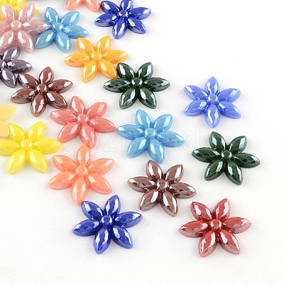 Pearlized Plated Opaque Glass Cabochons PORC-R037-12x12-M-1
