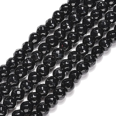 Black Stone Beads Strands G-I087-6mm-1