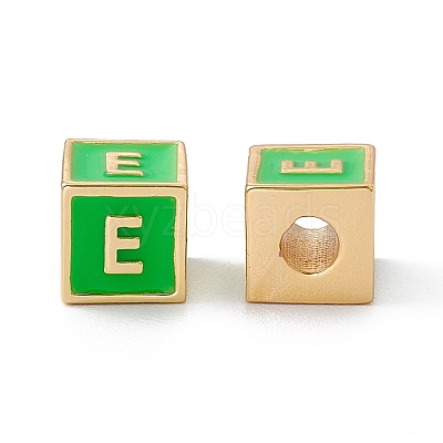 Rack Plating Brass Enamel Beads KK-B060-04G-02E-1