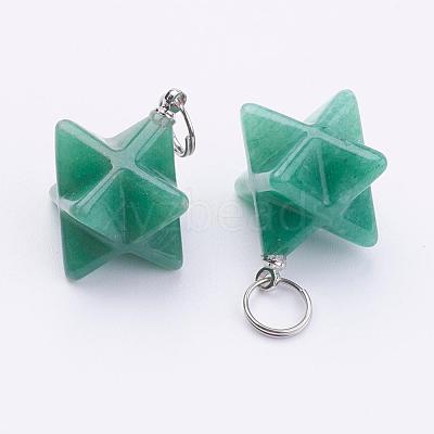 Natural Green Aventurine Pendants G-E398-02G-1