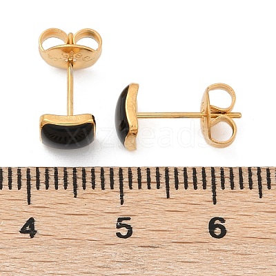 304 Stainless Steel Enamel Stud Earrings EJEW-U045-02G-02-1