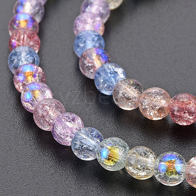 Electroplate Crackle Glass Bead Strands X-GLAA-S192-C-006B-1