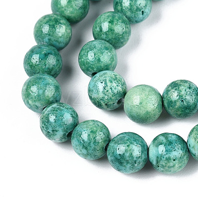 Dyed Synthetic Fossil Beads Strands G-T139-6mm-66E-1