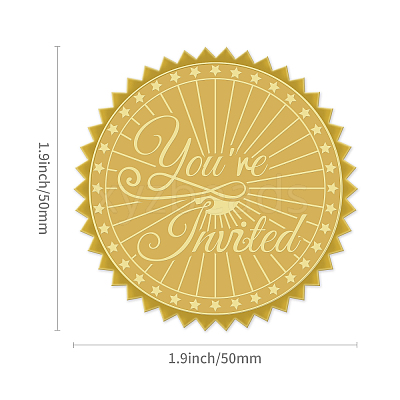 Plastic Self Adhesive Gold Foil Embossed Stickers DIY-WH0211-024-1