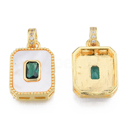 Brass Micro Pave Clear Cubic Zirconia Pendants KK-N233-424-1