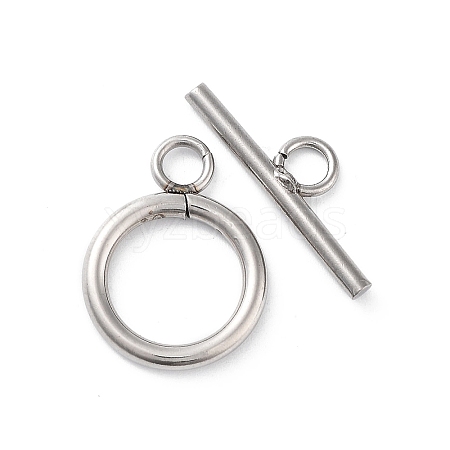 Non-Tarnish 304 Stainless Steel Ring Toggle Clasps STAS-A092-09H-P-1