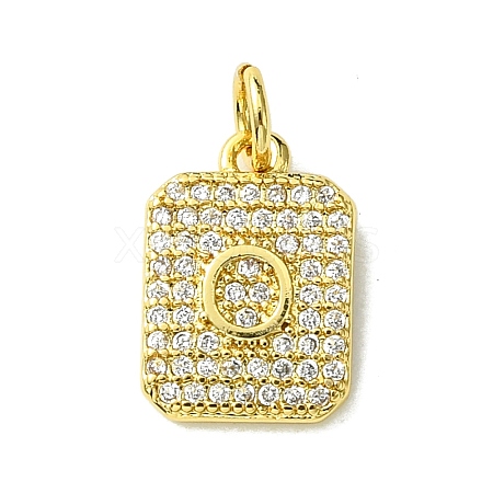 Rack Plating Brass Micro Pave Clear Cubic Zirconia Charms KK-G501-01O-G-1