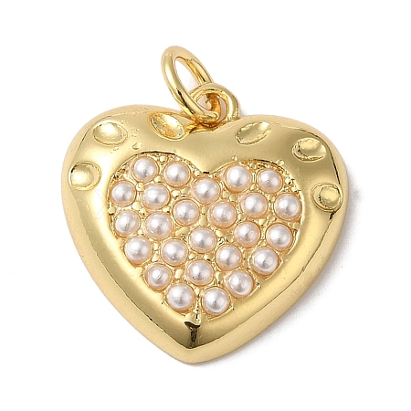 Rack Plating Brass with ABS Imitation Pearl Pendants KK-B092-15G-1