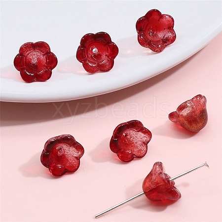 10Pcs Gradient Color Transparent Glass Bead Caps PW-WG464DA-23-1