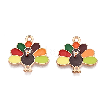 Thanksgiving Day Theme Alloy Enamel Pendants X-ENAM-T020-35B-1